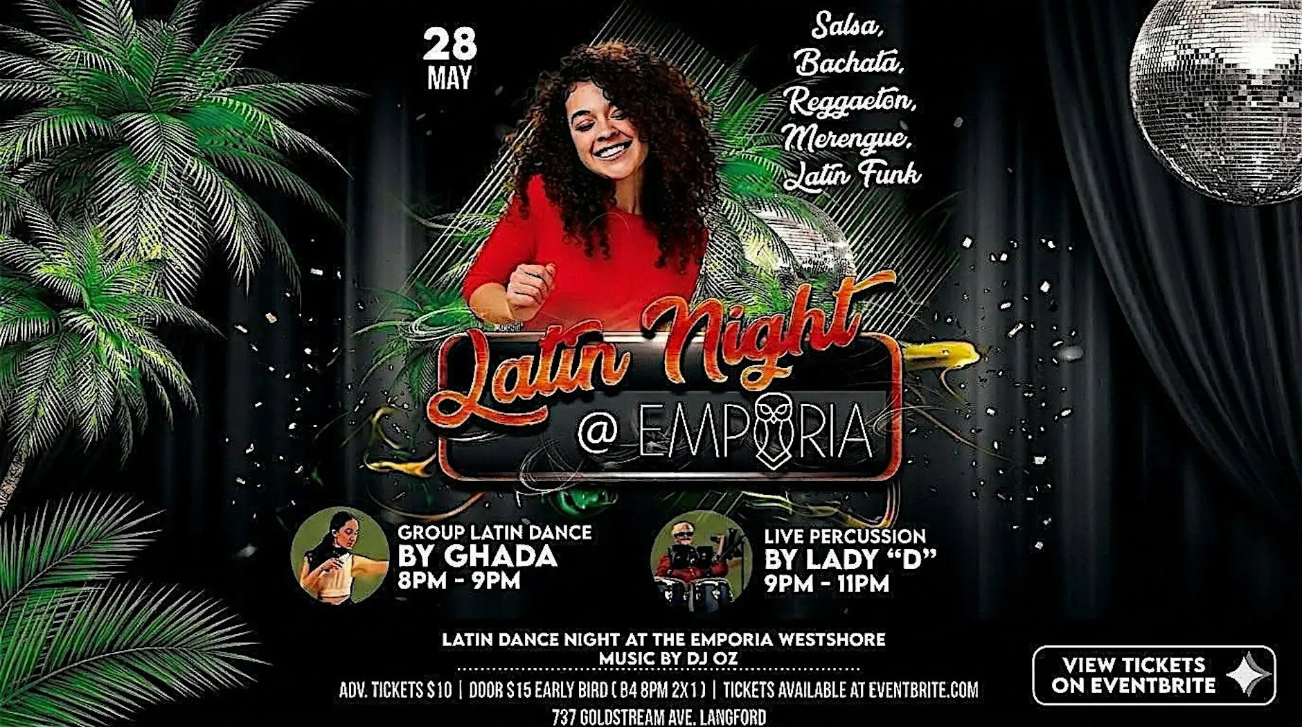 Latin Night @ Emporia! Dance lesson, DJ OZ & live percussion by Lady D.